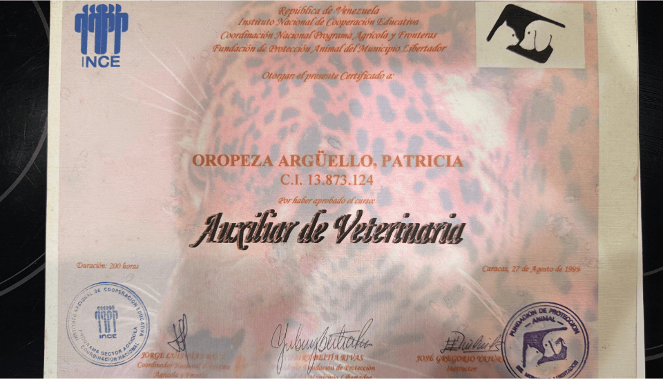 Certificado Auxiliar de Veterinaria